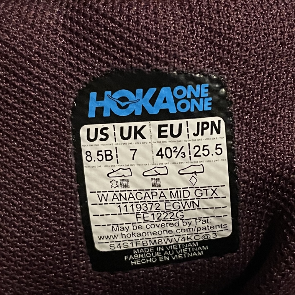 Hoka One One Anacapa Gore-Tex Mid Vibram Hiking Boots Shoes Elderberry Grape - Picture 15 of 15